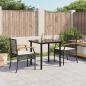 Preview: ARDEBO.de - 3-tlg. Garten-Essgruppe mit Kissen Schwarz Poly Rattan