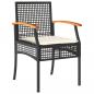 Preview: 3-tlg. Garten-Essgruppe mit Kissen Schwarz Poly Rattan