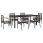 Preview: 7-tlg. Garten-Essgruppe mit Kissen Schwarz Poly Rattan