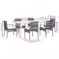 Preview: 7-tlg. Garten-Essgruppe mit Kissen Schwarz Poly Rattan
