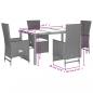 Preview: 5-tlg. Garten-Essgruppe mit Kissen Beige Poly Rattan