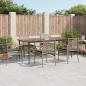 Preview: ARDEBO.de - 7-tlg. Garten-Essgruppe mit Kissen Grau Poly Rattan