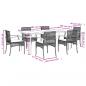 Preview: 7-tlg. Garten-Essgruppe mit Kissen Grau Poly Rattan