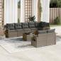 Preview: ARDEBO.de - 9-tlg. Garten-Sofagarnitur mit Kissen Grau Poly Rattan