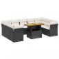 Preview: 10-tlg. Garten-Sofagarnitur mit Kissen Schwarz Poly Rattan