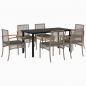 Preview: 7-tlg. Garten-Essgruppe mit Kissen Grau Poly Rattan