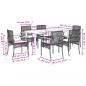 Preview: 7-tlg. Garten-Essgruppe mit Kissen Grau Poly Rattan