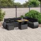 Preview: ARDEBO.de - 9-tlg. Garten-Sofagarnitur mit Kissen Schwarz Poly Rattan