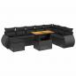 Preview: 9-tlg. Garten-Sofagarnitur mit Kissen Schwarz Poly Rattan