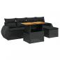 Preview: 6-tlg. Garten-Sofagarnitur mit Kissen Schwarz Poly Rattan