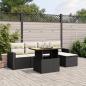 Preview: ARDEBO.de - 6-tlg. Garten-Sofagarnitur mit Kissen Schwarz Poly Rattan