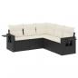 Preview: 5-tlg. Garten-Sofagarnitur mit Kissen Schwarz Poly Rattan
