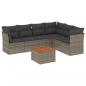 Preview: 7-tlg. Garten-Sofagarnitur mit Kissen Grau Poly Rattan
