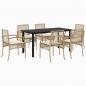 Preview: 7-tlg. Garten-Essgruppe mit Kissen Beige Poly Rattan