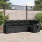 Preview: ARDEBO.de - 5-tlg. Garten-Sofagarnitur mit Kissen Schwarz Poly Rattan