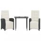 Preview: 3-tlg. Bistro-Set mit Kissen Schwarz Poly Rattan