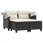 Preview: Gartensofa 2-Sitzer mit Dach und Hockern Schwarz Poly Rattan