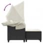 Preview: Gartensofa 2-Sitzer mit Dach und Hockern Schwarz Poly Rattan