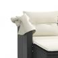 Preview: Gartensofa 2-Sitzer mit Dach und Hockern Schwarz Poly Rattan