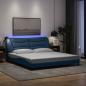 Preview: ARDEBO.de - Bettgestell mit LED ohne Matratze "Hvar" Blau 180x200 cm Stoff