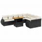 Preview: 10-tlg. Garten-Sofagarnitur mit Kissen Schwarz Poly Rattan