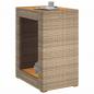 Preview: Garten-Beistelltisch mit Holzplatte Beige Poly Rattan
