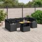 Preview: ARDEBO.de - 8-tlg. Garten-Sofagarnitur mit Kissen Schwarz Poly Rattan