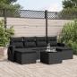 Preview: ARDEBO.de - 7-tlg. Garten-Sofagarnitur mit Kissen Schwarz Poly Rattan