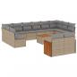 Preview: 13-tlg. Garten-Sofagarnitur mit Kissen Beige Poly Rattan