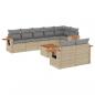 Preview: 9-tlg. Garten-Sofagarnitur mit Kissen Beige Poly Rattan