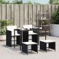 Preview: ARDEBO.de - 5-tlg. Garten-Essgruppe mit Kissen Schwarz Poly Rattan