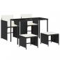 Preview: 5-tlg. Garten-Essgruppe mit Kissen Schwarz Poly Rattan