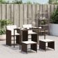 Preview: ARDEBO.de - 5-tlg. Garten-Essgruppe mit Kissen Braun Poly Rattan