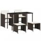 Preview: 5-tlg. Garten-Essgruppe mit Kissen Braun Poly Rattan