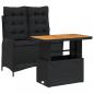 Preview: 2-tlg. Garten-Essgruppe mit Kissen Schwarz Poly Rattan