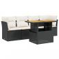 Preview: 5-tlg. Garten-Sofagarnitur mit Kissen Schwarz Poly Rattan