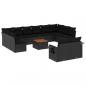 Preview: 13-tlg. Garten-Sofagarnitur mit Kissen Schwarz Poly Rattan