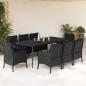Preview: ARDEBO.de - 9-tlg. Garten-Essgruppe mit Kissen Schwarz Poly Rattan