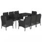 Preview: 9-tlg. Garten-Essgruppe mit Kissen Schwarz Poly Rattan