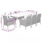 Preview: 9-tlg. Garten-Essgruppe mit Kissen Schwarz Poly Rattan