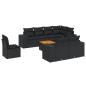 Preview: 9-tlg. Garten-Sofagarnitur mit Kissen Schwarz Poly Rattan