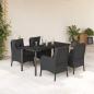 Preview: ARDEBO.de - 5-tlg. Garten-Essgruppe mit Kissen Schwarz Poly Rattan