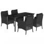 Preview: 5-tlg. Garten-Essgruppe mit Kissen Schwarz Poly Rattan