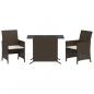 Preview: 3-tlg. Bistro-Set mit Kissen Braun Poly Rattan