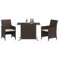 Preview: 3-tlg. Bistro-Set mit Kissen Braun Poly Rattan