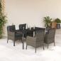 Preview: ARDEBO.de - 5-tlg. Garten-Essgruppe mit Kissen Grau Poly Rattan