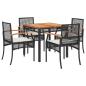 Preview: ARDEBO.de - 5-tlg. Garten-Essgruppe mit Kissen Schwarz Poly Rattan