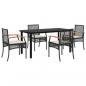 Preview: 5-tlg. Garten-Essgruppe mit Kissen Schwarz Poly Rattan