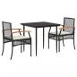 Preview: 3-tlg. Garten-Essgruppe mit Kissen Schwarz Poly Rattan
