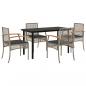 Preview: 5-tlg. Garten-Essgruppe mit Kissen Grau Poly Rattan